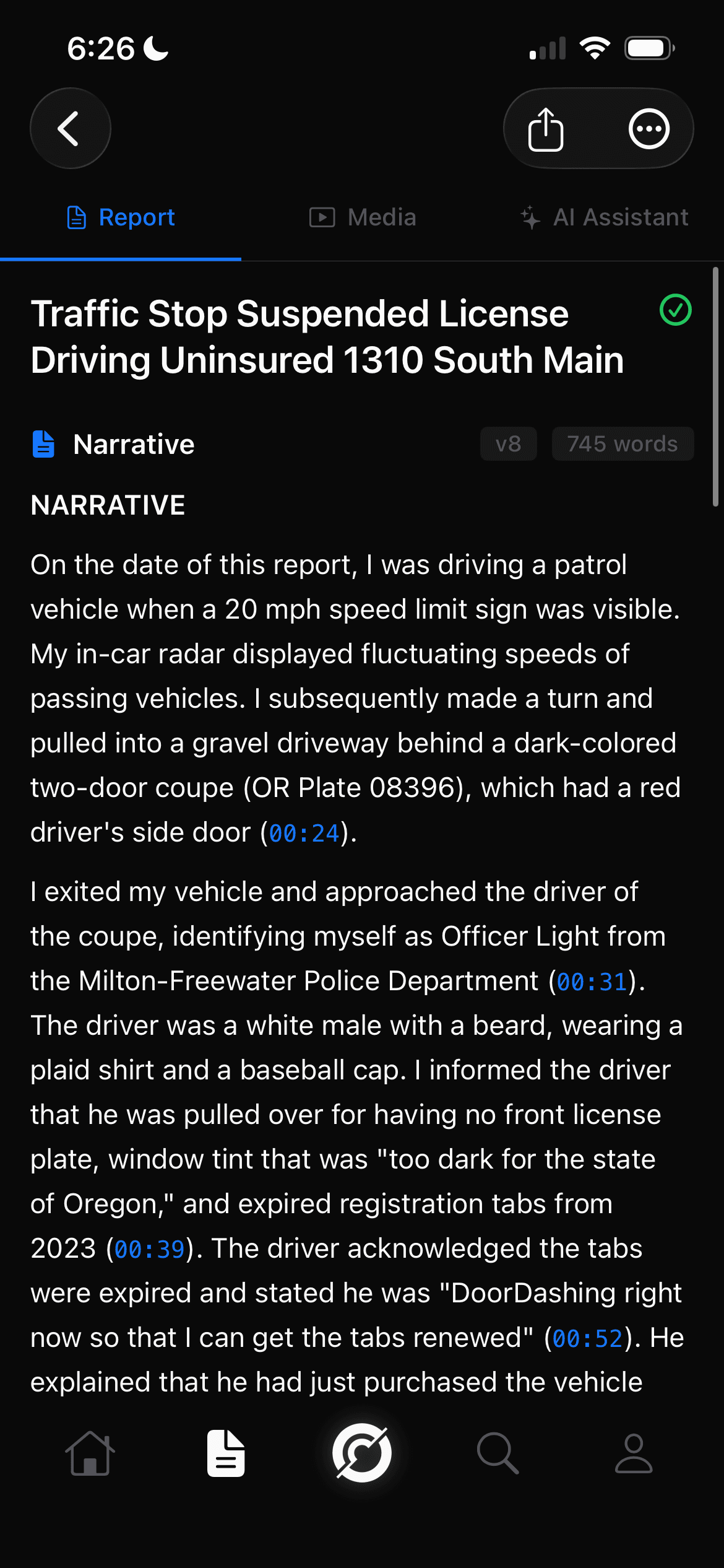 Code Four Flash mobile interface