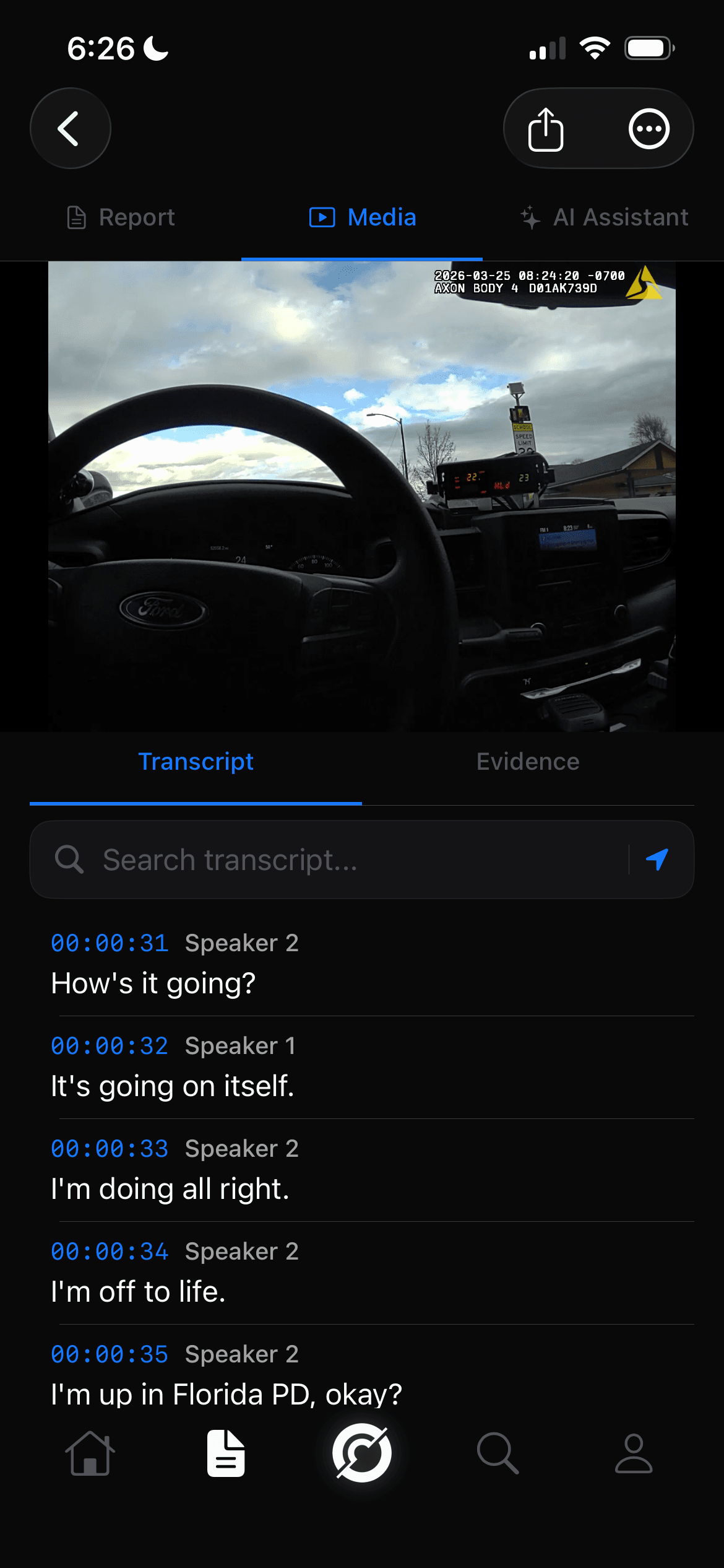 Code Four Flash mobile interface