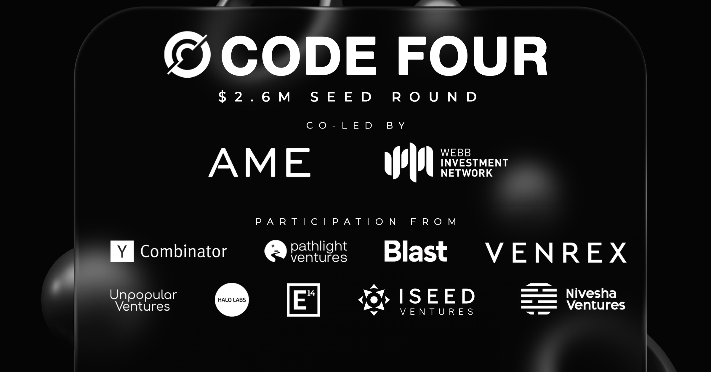 Code Four | Code Four Raises $2.6M Seed Round